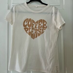 Maurices White Short-Sleeve Tee with Tan 'Coffee Please' Heart Graphic